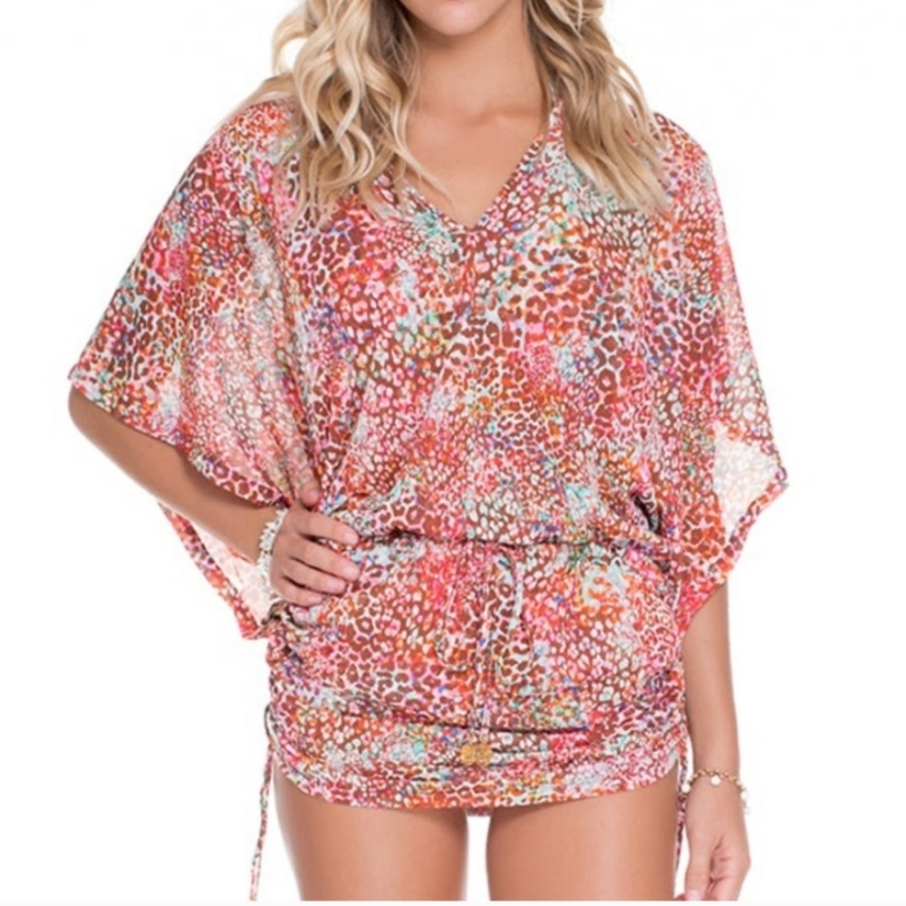 Luli Fama Untameable Cabana V-Neck Cover-Up Dress